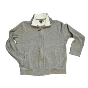 L.L.Bean cotton knit zip sweater jacket sherpa collar Mens medium gorpcore basic